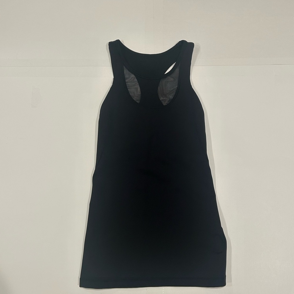 Lululemon Tank Top Mesh Neckline Black 2 Built in Bra